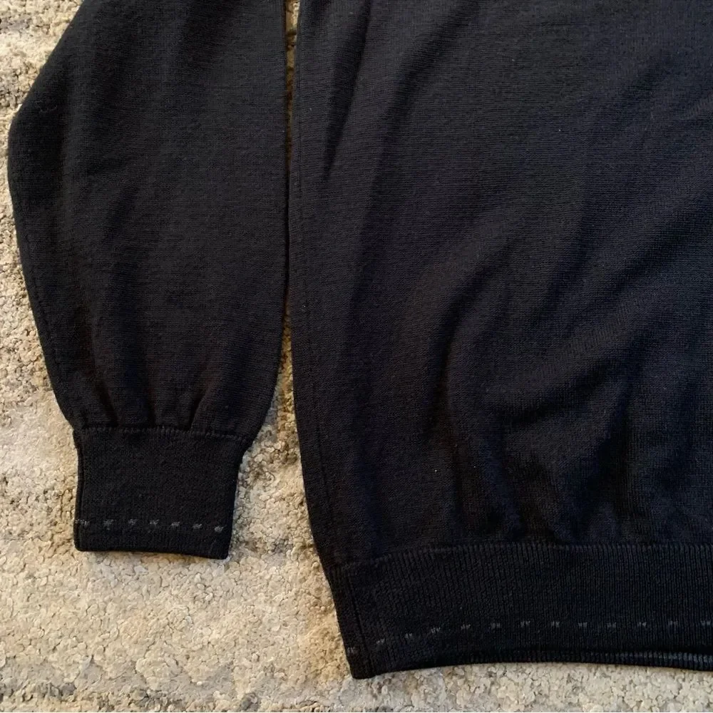 Robert Graham Black Wool V-Neck Sweater 2XL